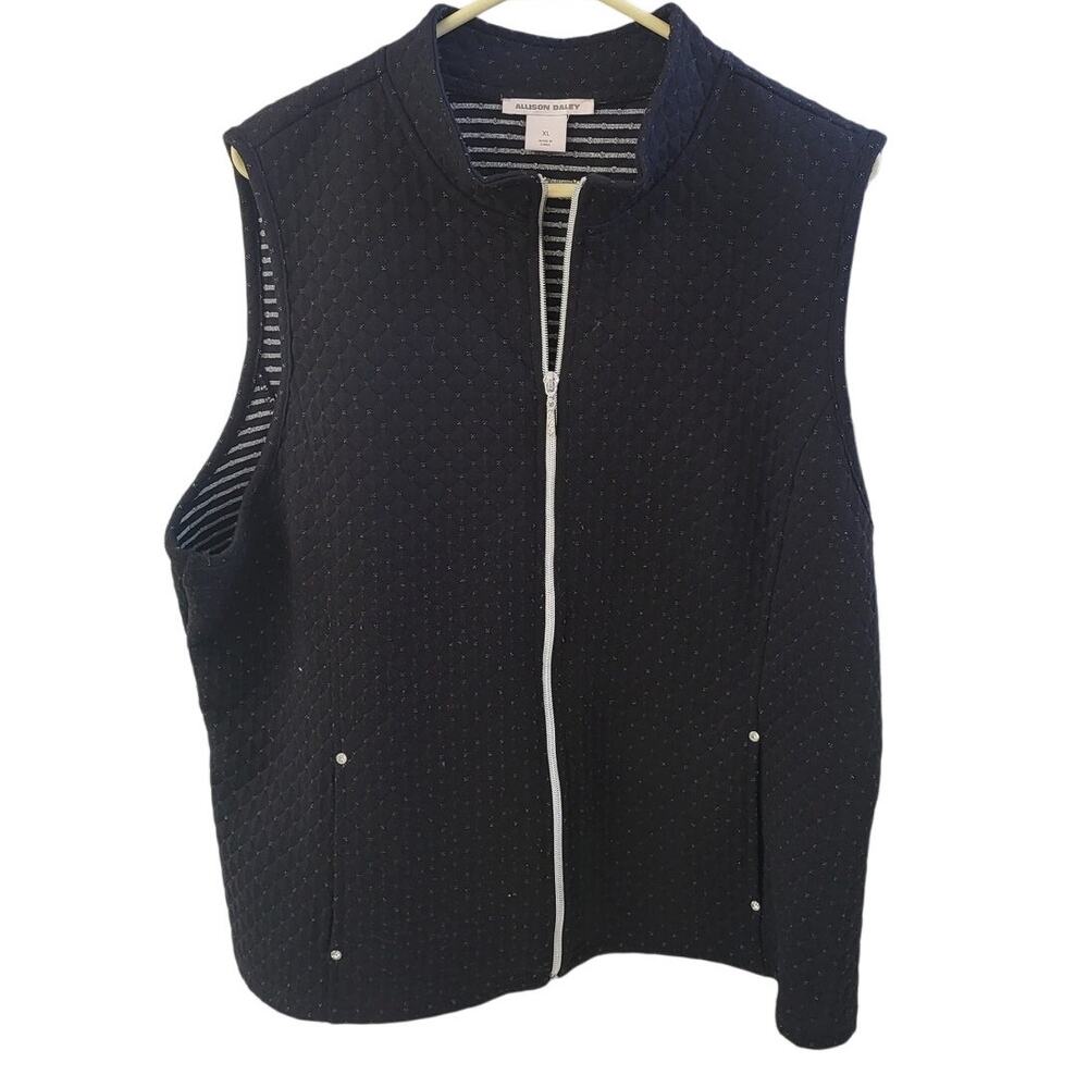 Allison Daley Black with Silver Sparkle Sleeveless Vest - XL